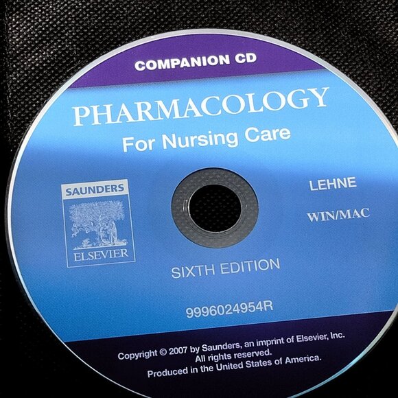 Pharmacology For Nursing Care Companion CD 6th Ed Saunders Elsevier - Picture 1 of 5